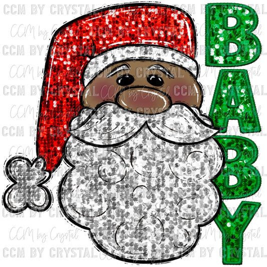 Santa Baby Faux Embroidery Faux Sequins PNG Digital File ONLY