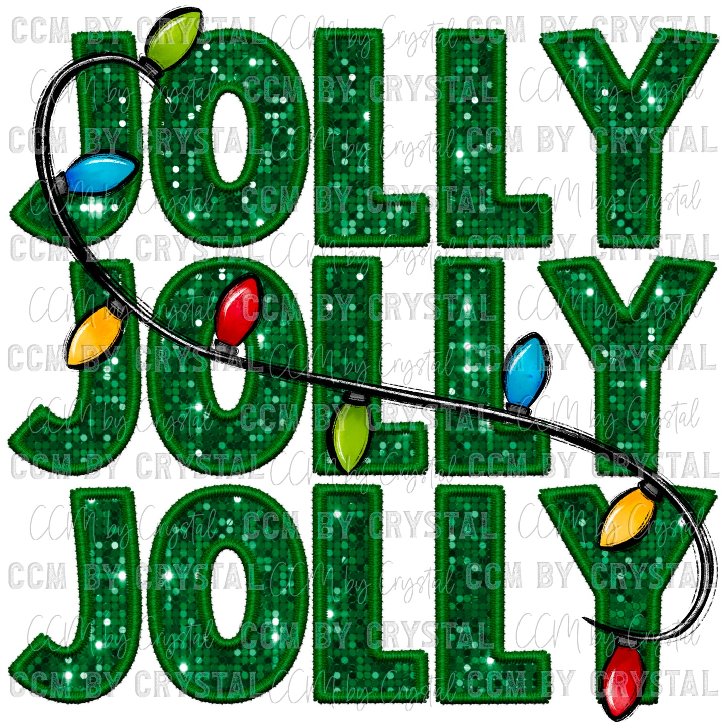 Jolly Christmas Faux Embroidery Faux Sequins PNG Digital File ONLY