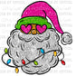 Pink Glitter Santa Christmas Faux Embroidery Faux Sequins Ready To Press Transfer DTF Sublimation