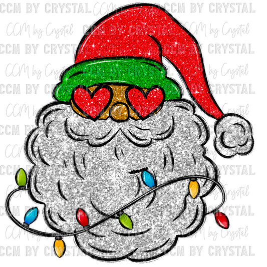 Santa Christmas Faux Embroidery Faux Sequins Ready To Press Transfer DTF Sublimation