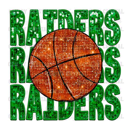 Raiders Basketball Faux Embroidery Faux Sequins PNG Digital File ONLY