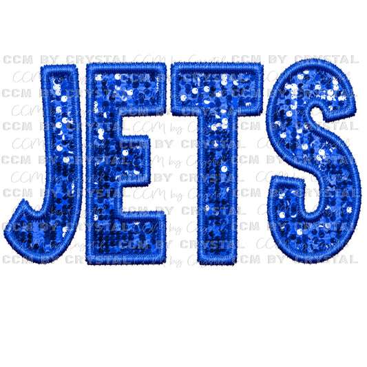 Jets Faux Embroidery Faux Sequins PNG Digital File ONLY