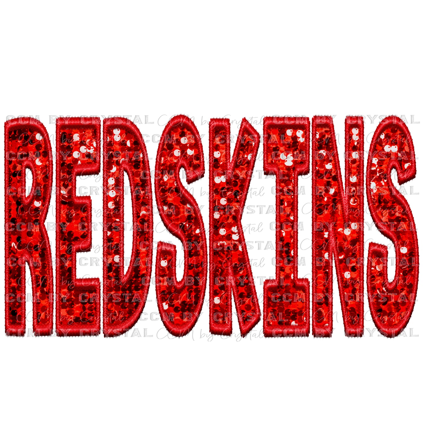 Redskins Faux Embroidery Faux Sequins PNG Digital File ONLY