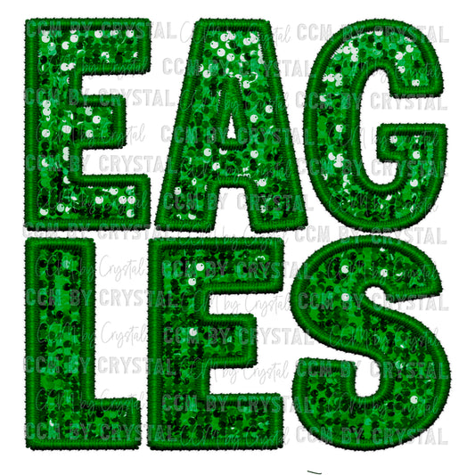 Eagles Faux Embroidery Faux Sequins Ready To Press Transfer DTF Sublimation