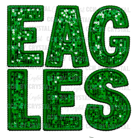 Eagles Faux Embroidery Faux Sequins PNG Digital File ONLY