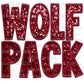 Wolf Pack Faux Embroidery Faux Sequins Ready To Press Transfer DTF Sublimation