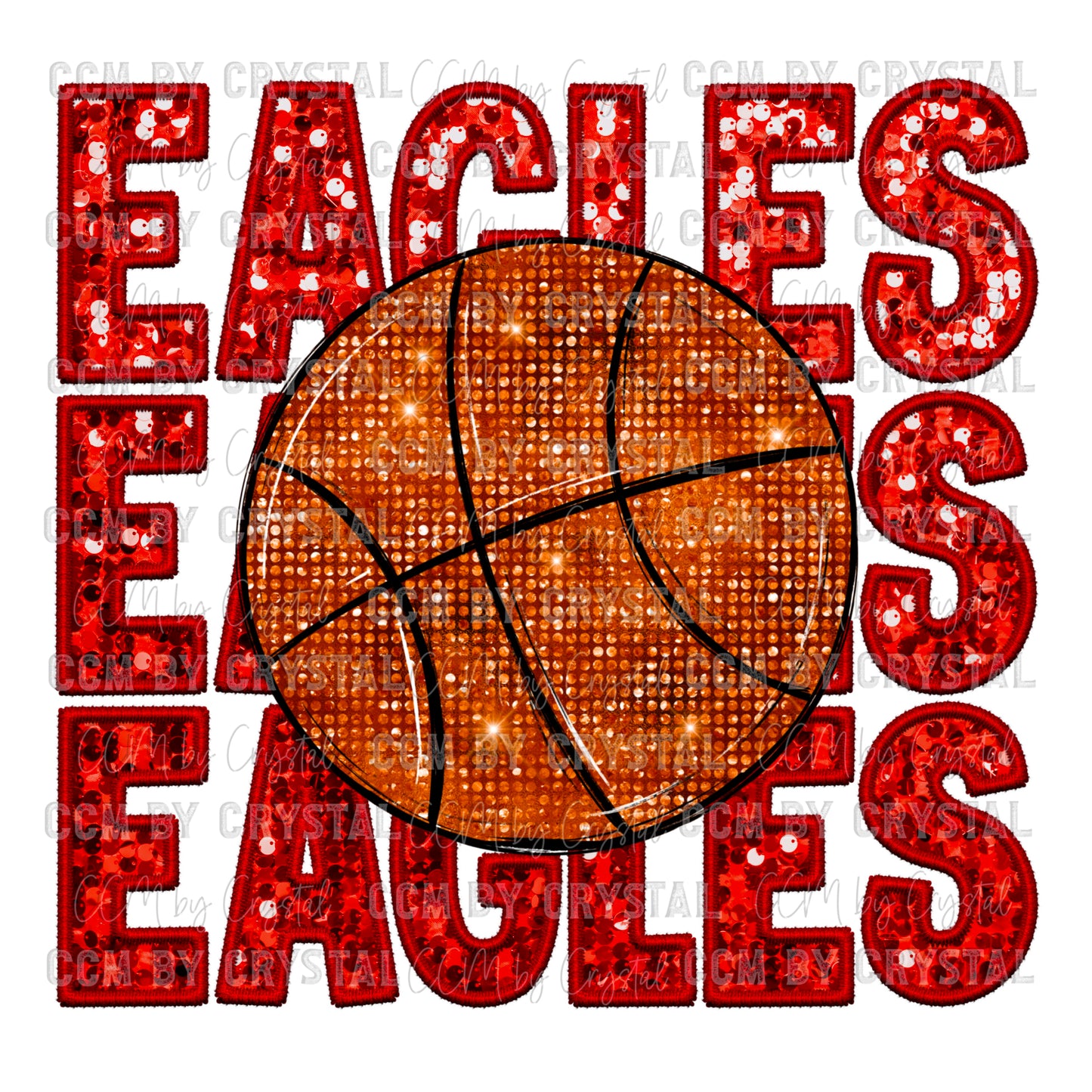 Eagles Basketball Faux Embroidery Faux Sequins PNG Digital File ONLY