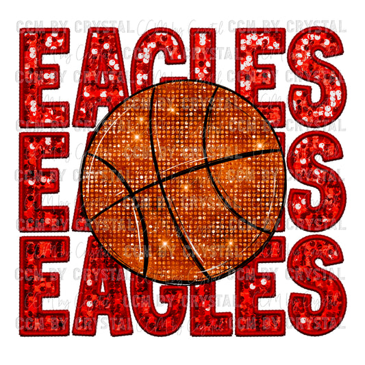 Eagles Basketball Faux Embroidery Faux Sequins PNG Digital File ONLY