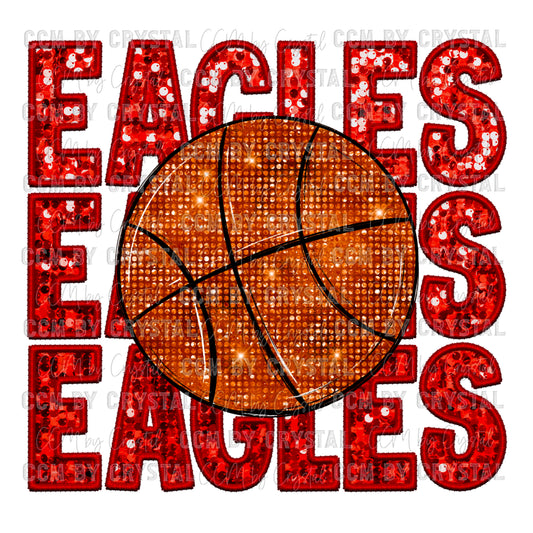 Eagles Basketball Faux Embroidery Faux Sequins Ready To Press Transfer DTF Sublimation