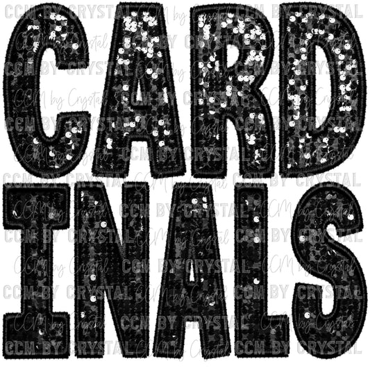 Cardinals Faux Embroidery Faux Sequins Ready To Press Transfer DTF Sublimation