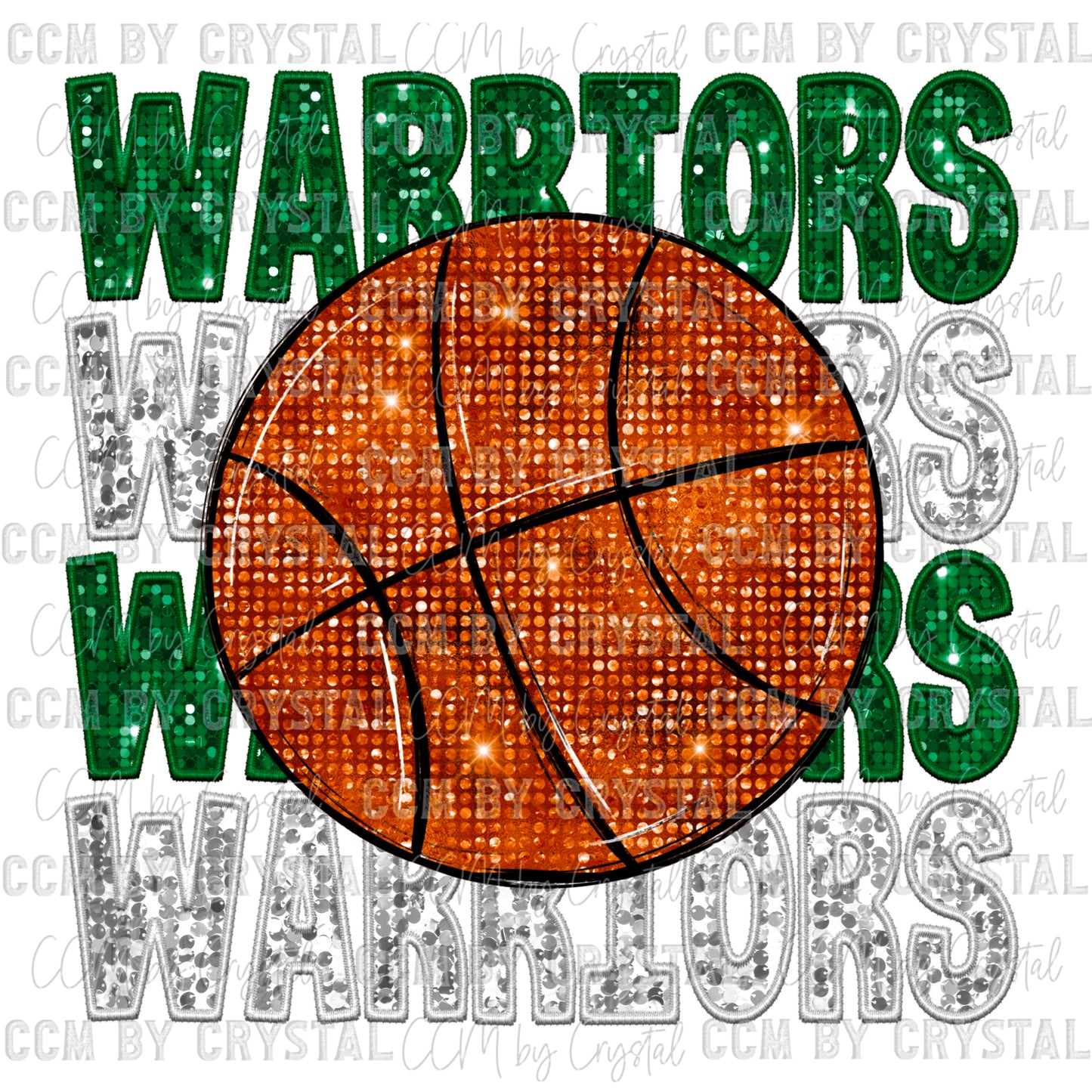 Warriors Basketball Faux Embroidery Faux Sequins PNG Digital File ONLY