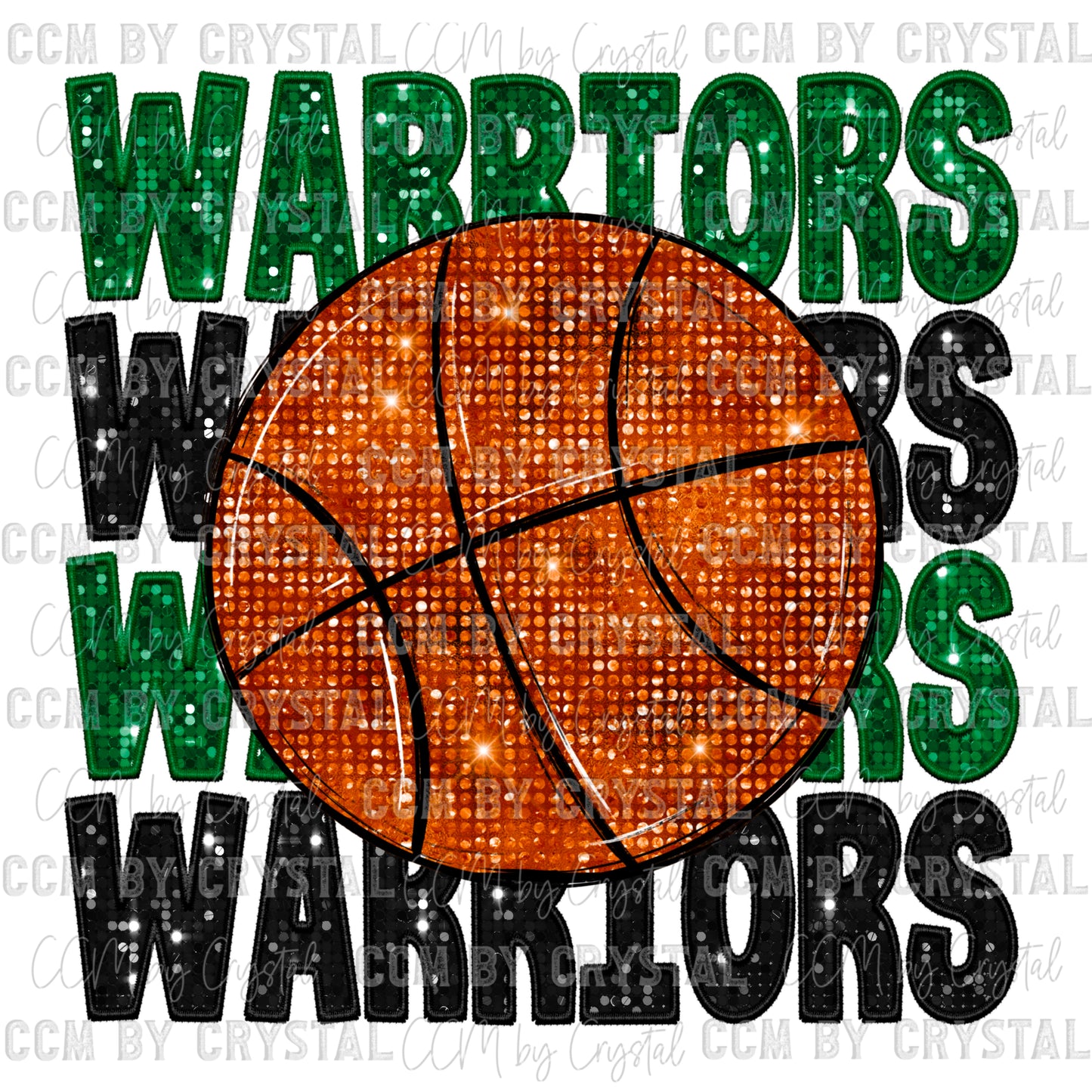 Warriors Basketball Faux Embroidery Faux Sequins PNG Digital File ONLY