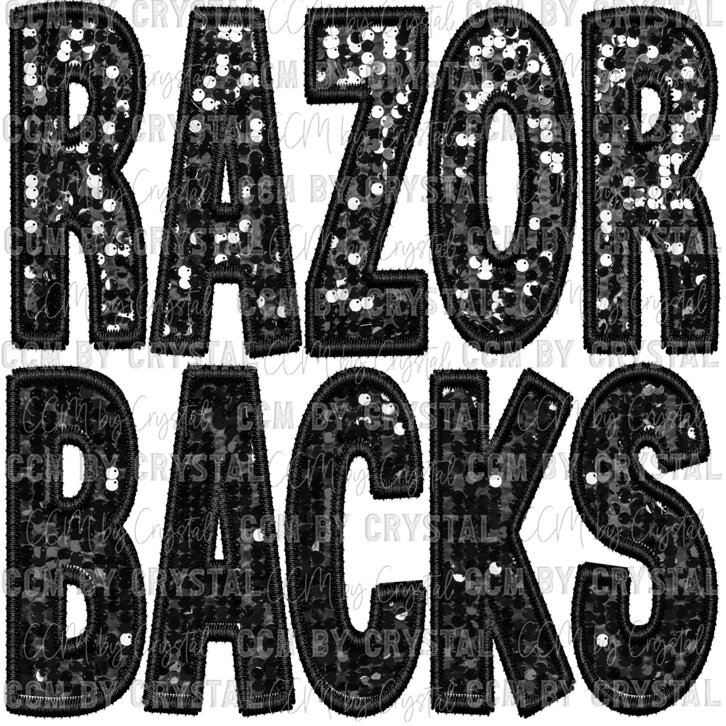 Razorbacks Faux Embroidery Faux Sequins Ready To Press Transfer DTF Sublimation
