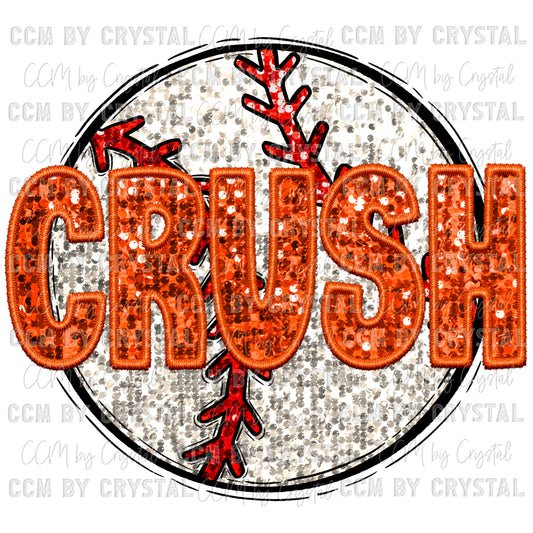 Crush Baseball Faux Embroidery Faux Sequins Ready To Press Transfer DTF Sublimation