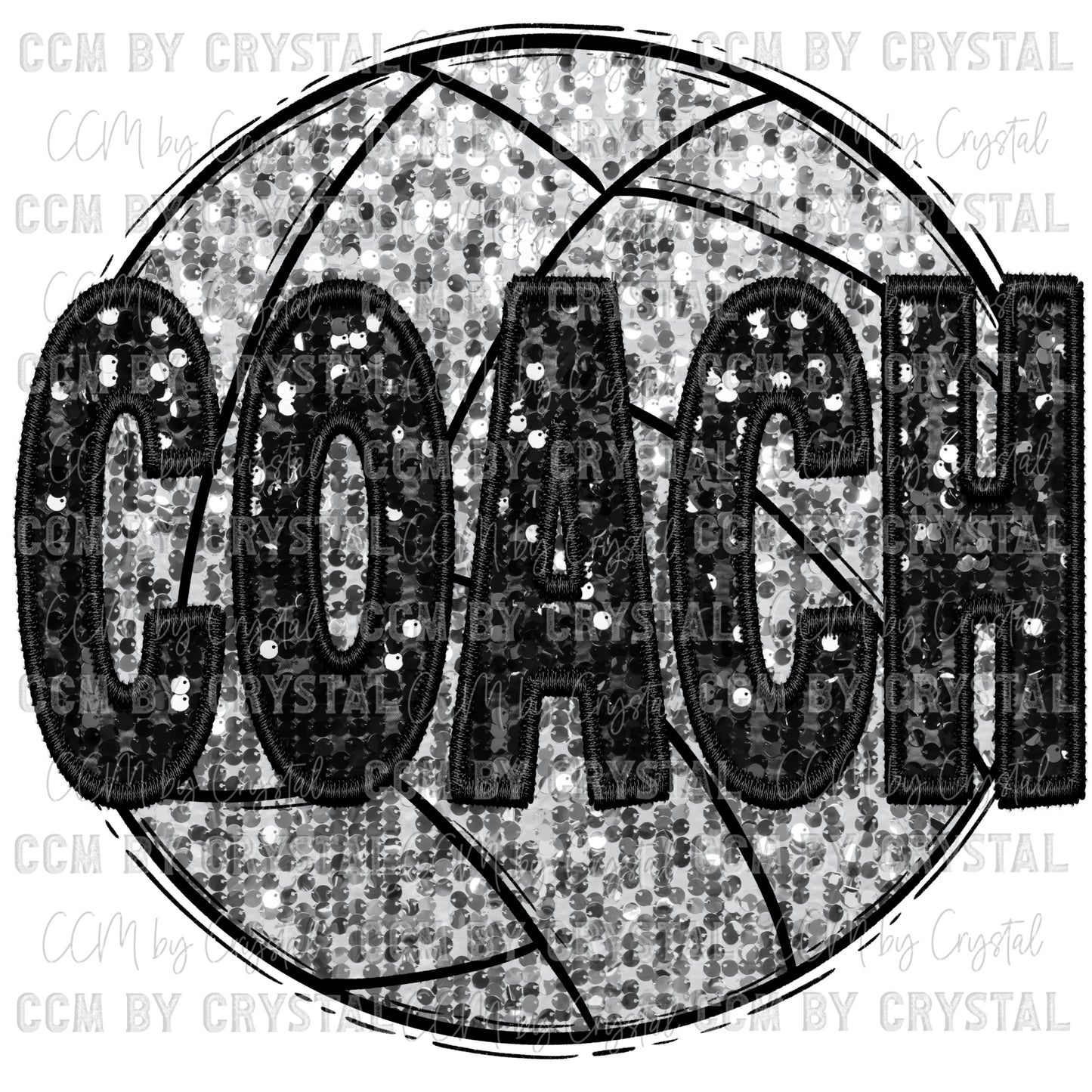 Volleyball Coach Faux Embroidery Faux Sequins PNG Digital File ONLY