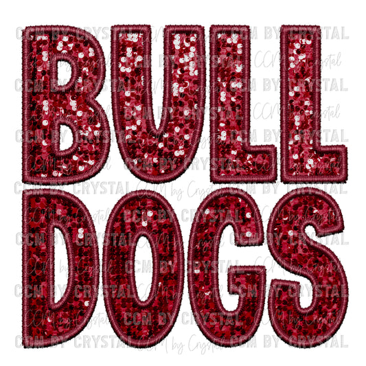 Bulldogs Faux Embroidery Faux Sequins PNG Digital File ONLY