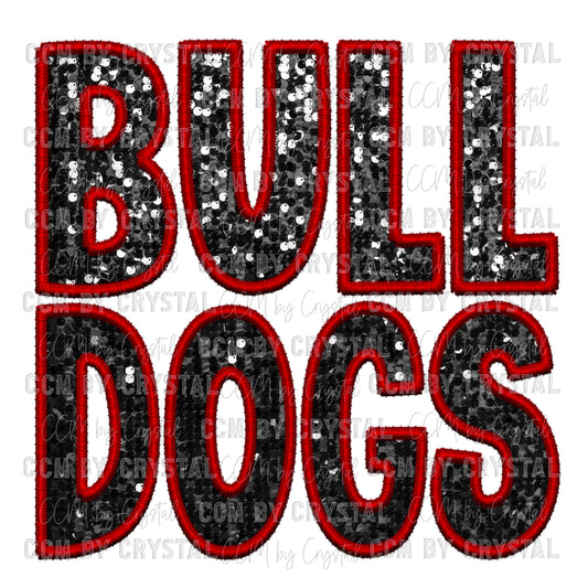 Bulldogs Faux Embroidery Faux Sequins PNG Digital File ONLY
