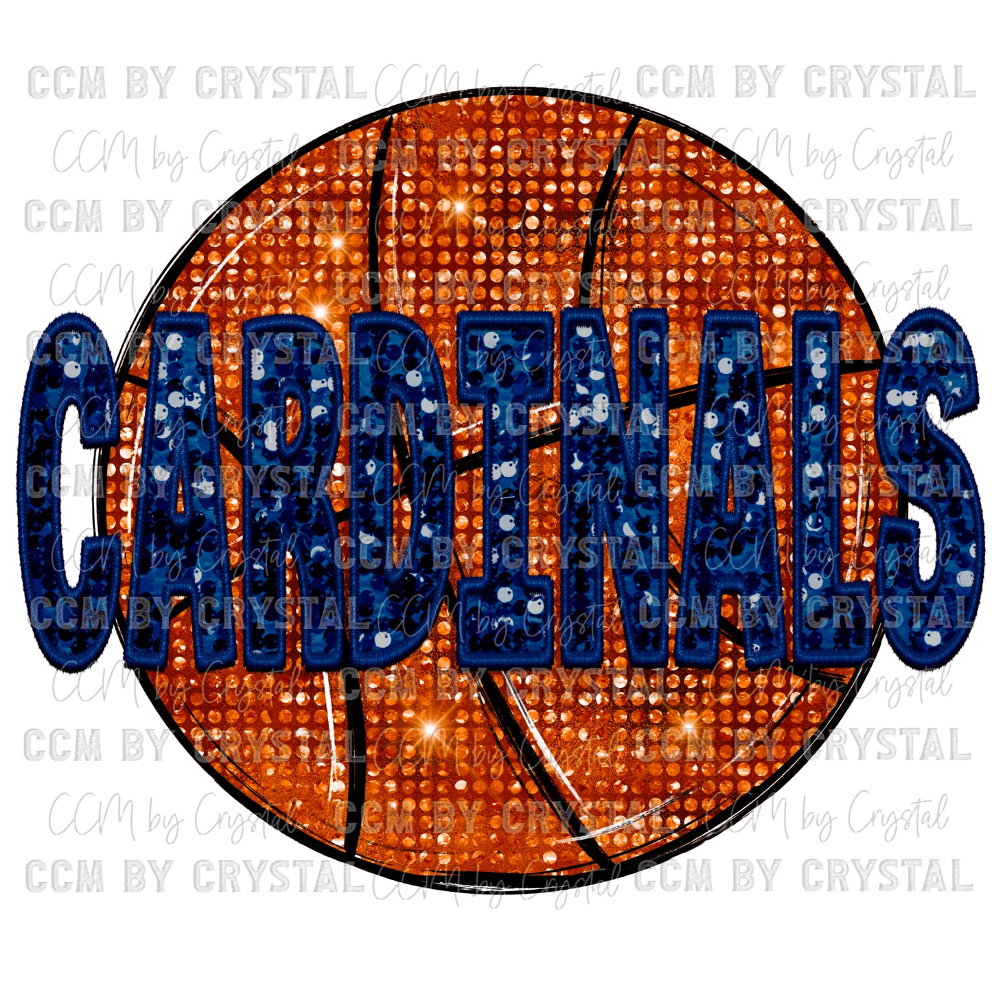 Cardinals Basketball Faux Embroidery Faux Sequins PNG Digital File ONLY