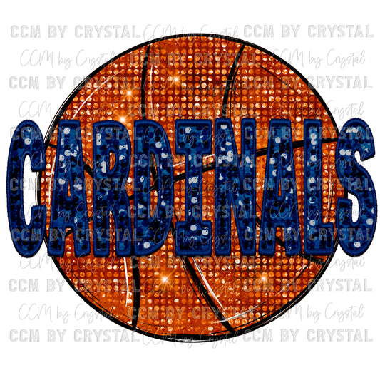 Cardinals Basketball Faux Embroidery Faux Sequins Ready To Press Transfer DTF Sublimation