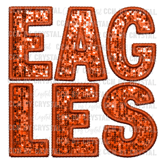Eagles Faux Embroidery Faux Sequins PNG Digital File ONLY