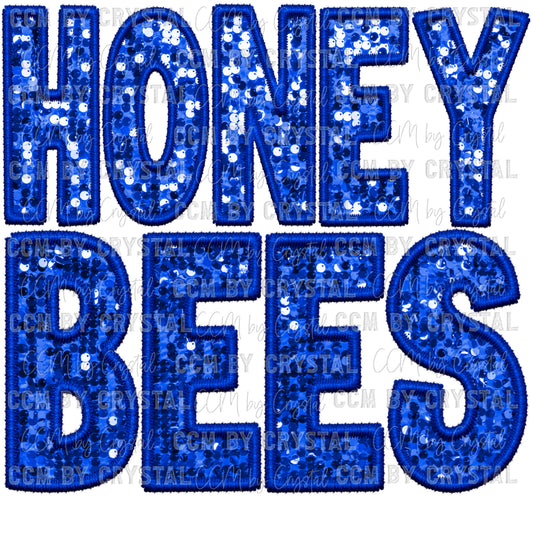 Honeybees Faux Embroidery Faux Sequins PNG Digital File ONLY