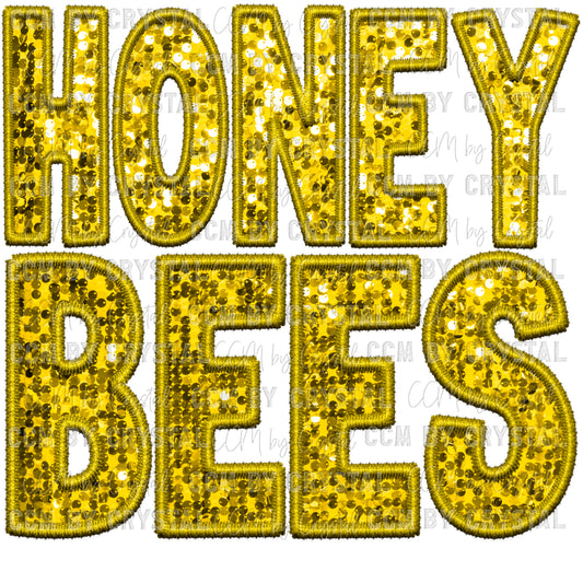 Honeybees Faux Embroidery Faux Sequins PNG Digital File ONLY