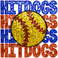 Hit Dogs Softball Faux Embroidery Faux Sequins PNG Digital File ONLY