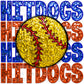 It Dogs Softball Faux Embroidery Faux Sequins Ready To Press Transfer DTF Sublimation