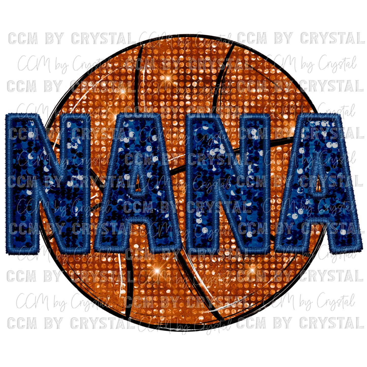 Nana Basketball Faux Embroidery Faux Sequins Ready To Press Transfer DTF Sublimation