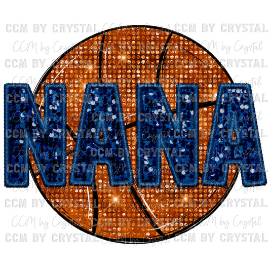 Nana Basketball Faux Embroidery Faux Sequins Ready To Press Transfer DTF Sublimation