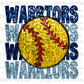 Warriors Softball Faux Embroidery Faux Sequins PNG Digital File ONLY