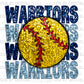 Warriors Softball Faux Embroidery Faux Sequins Ready To Press Transfer DTF Sublimation