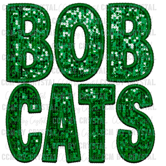 Bobcats Faux Embroidery Faux Sequins PNG Digital File ONLY