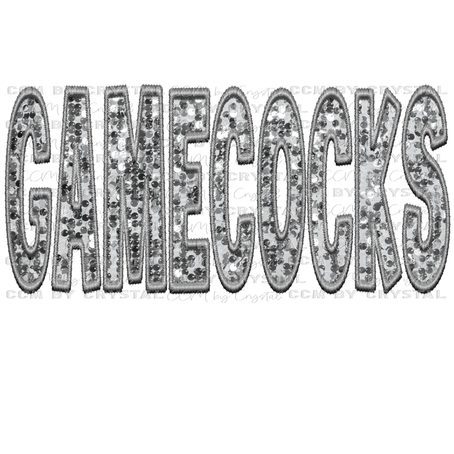Gamecocks Faux Embroidery Faux Sequins Ready To Press Transfer DTF Sublimation