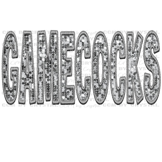 Gamecocks Faux Embroidery Faux Sequins Ready To Press Transfer DTF Sublimation