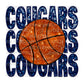 Cougars Basketball Faux Embroidery Faux Sequins PNG Digital File ONLY