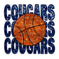 Cougars Basketball Faux Embroidery Faux Sequins Ready To Press Transfer DTF Sublimation