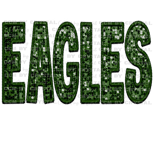 Eagles Faux Embroidery Faux Sequins Ready To Press Transfer DTF Sublimation