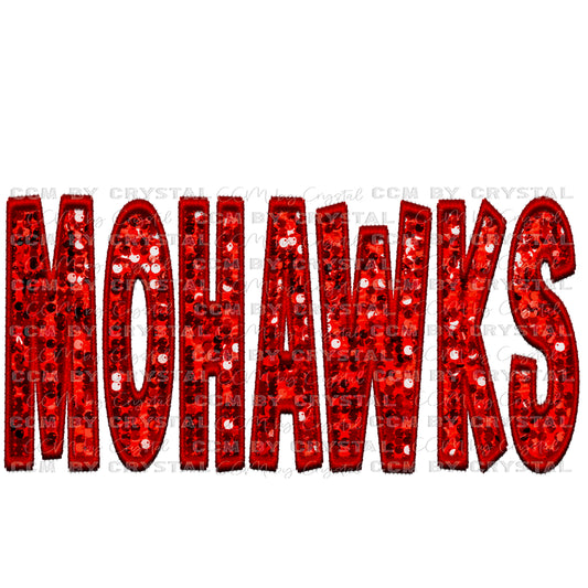 Mohawks Faux Embroidery Faux Sequins PNG Digital File ONLY