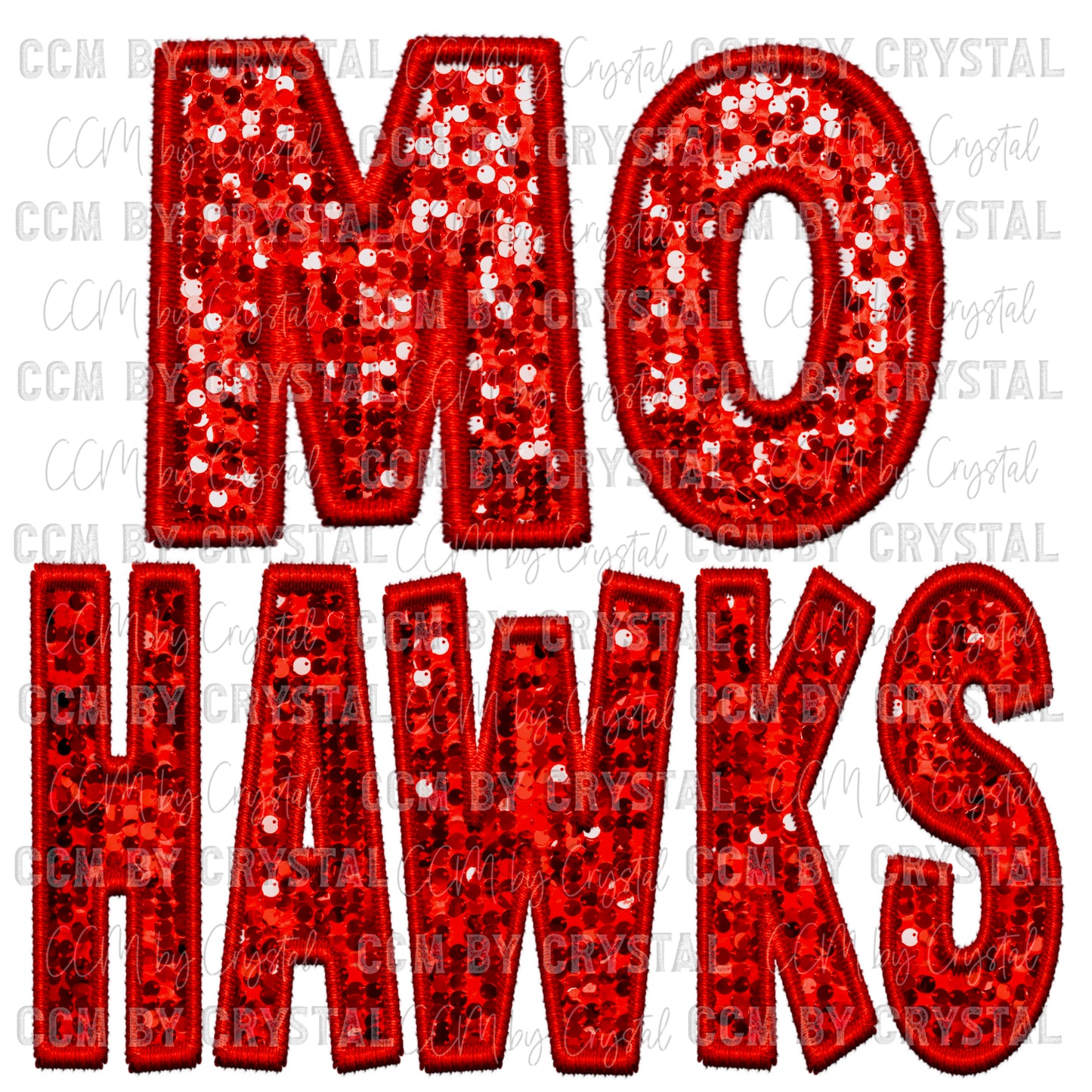 Mohawks Faux Embroidery Faux Sequins PNG Digital File ONLY
