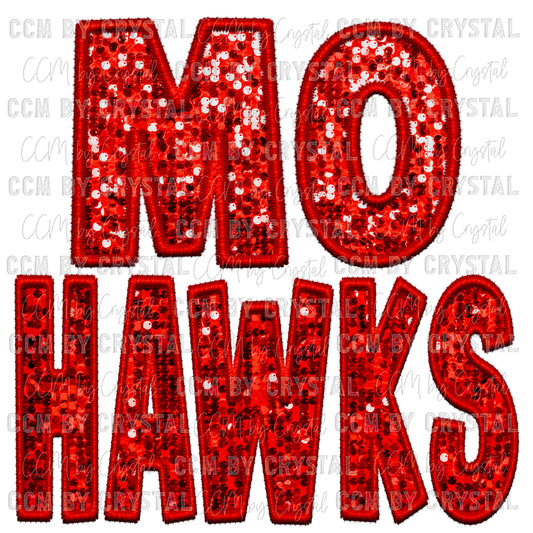 Mohawks Faux Embroidery Faux Sequins PNG Digital File ONLY