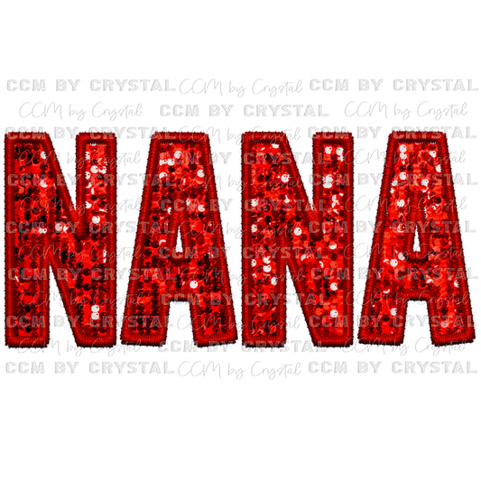 Nana Faux Embroidery Faux Sequins PNG Digital File ONLY