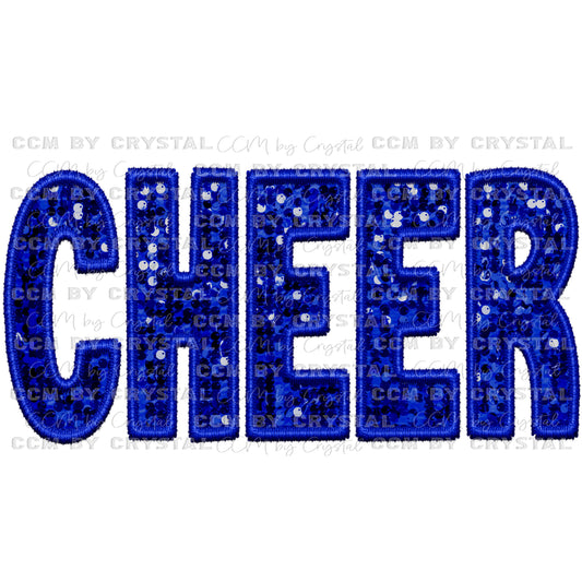 Cheer Faux Embroidery Faux Sequins PNG Digital File ONLY