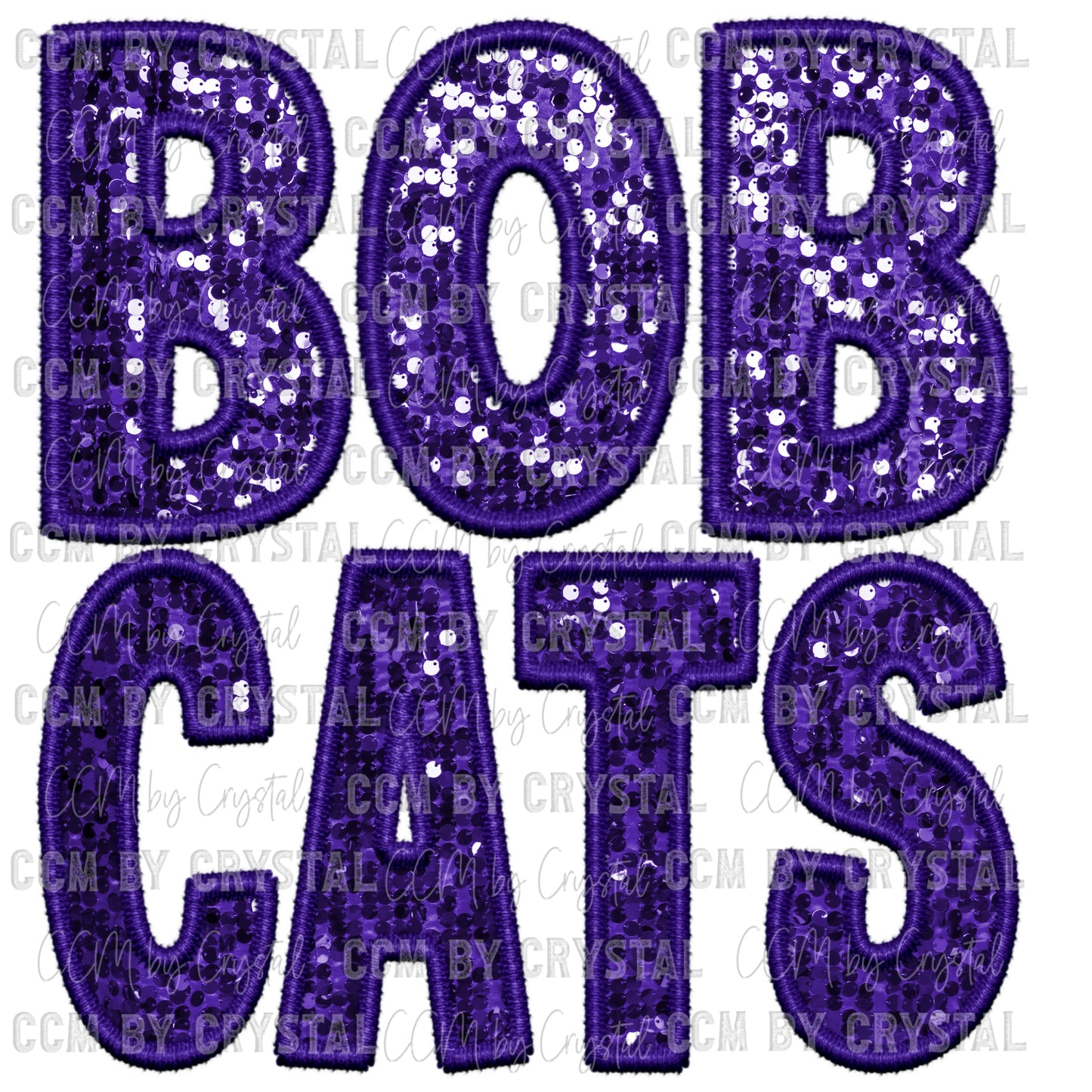 Bobcats Faux Embroidery Faux Sequins PNG Digital File ONLY