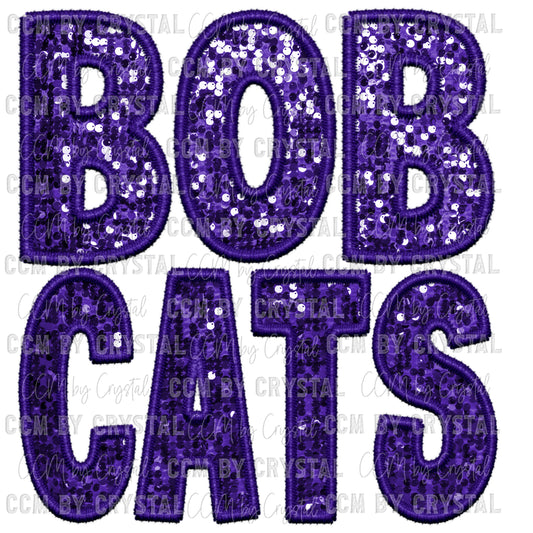 Bobcats Faux Embroidery Faux Sequins PNG Digital File ONLY