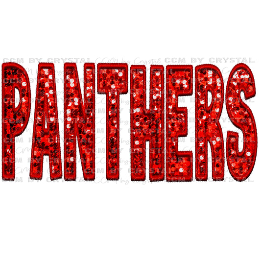 Panthers Faux Embroidery Faux Sequins PNG Digital File ONLY
