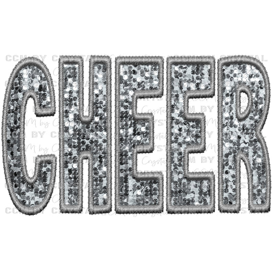 Cheer Faux Embroidery Faux Sequins PNG Digital File ONLY