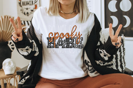 Spooky Babe Halloween Faux Rhinestone Effect Ready to Press Transfer DTF Transfer Sublimation Transfer