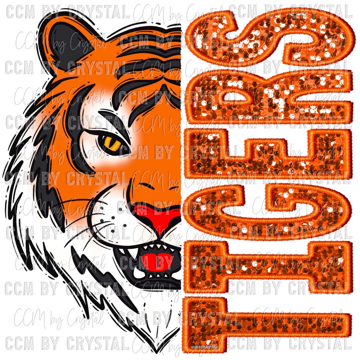 Tigers Faux Sequins Faux Embroidery Ready to Press Transfer DTF Transfer Sublimation Transfer