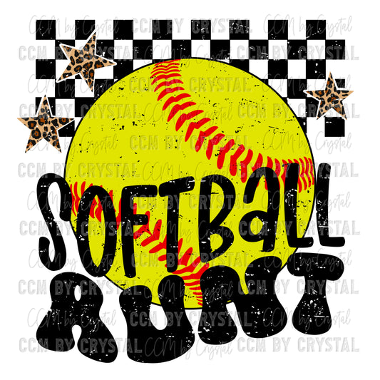 Softball Aunt Ready to Press Transfer DTF Transfer Sublimation Transfer